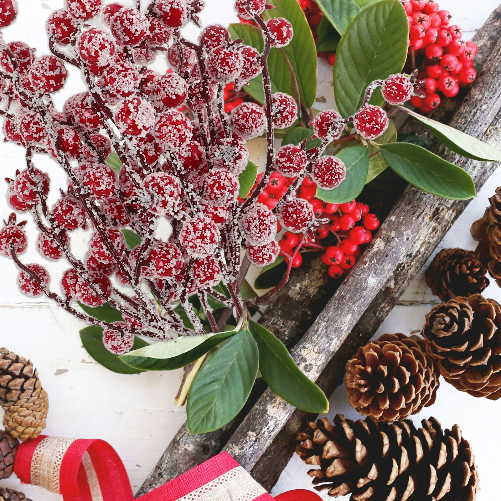 

Christmas Tree Decorations Artificial Berry Stems Winter Foam Centerpieces Home