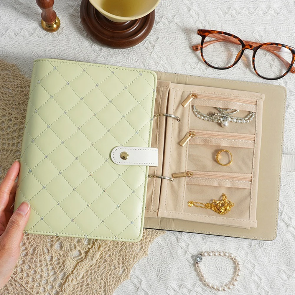 Portable Anti Oxidation PU Leather Loose Leaf Jewelry Storage Album Earring Organizer Binder Storage Bag