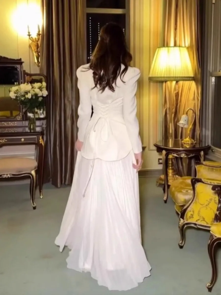 Eid ชุดสตรีมุสลิม Abaya จีบเสื้อกระโปรง 2 ชิ้นชุดเพชร Ramadan ชุดยาว Vestidos Largos อาหรับยาว Robe