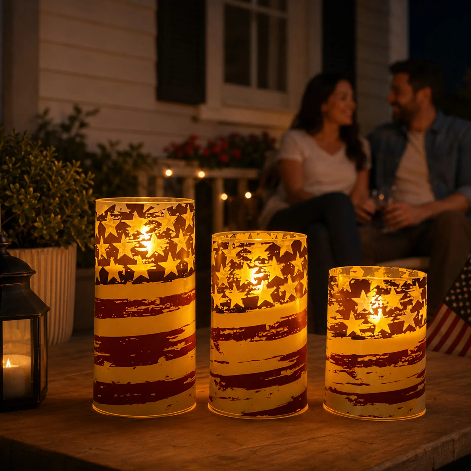 Led Flameless Candle Set Of 3 For Independence Day Battery Operated Flickering Candles For Holiday Home Decor Party