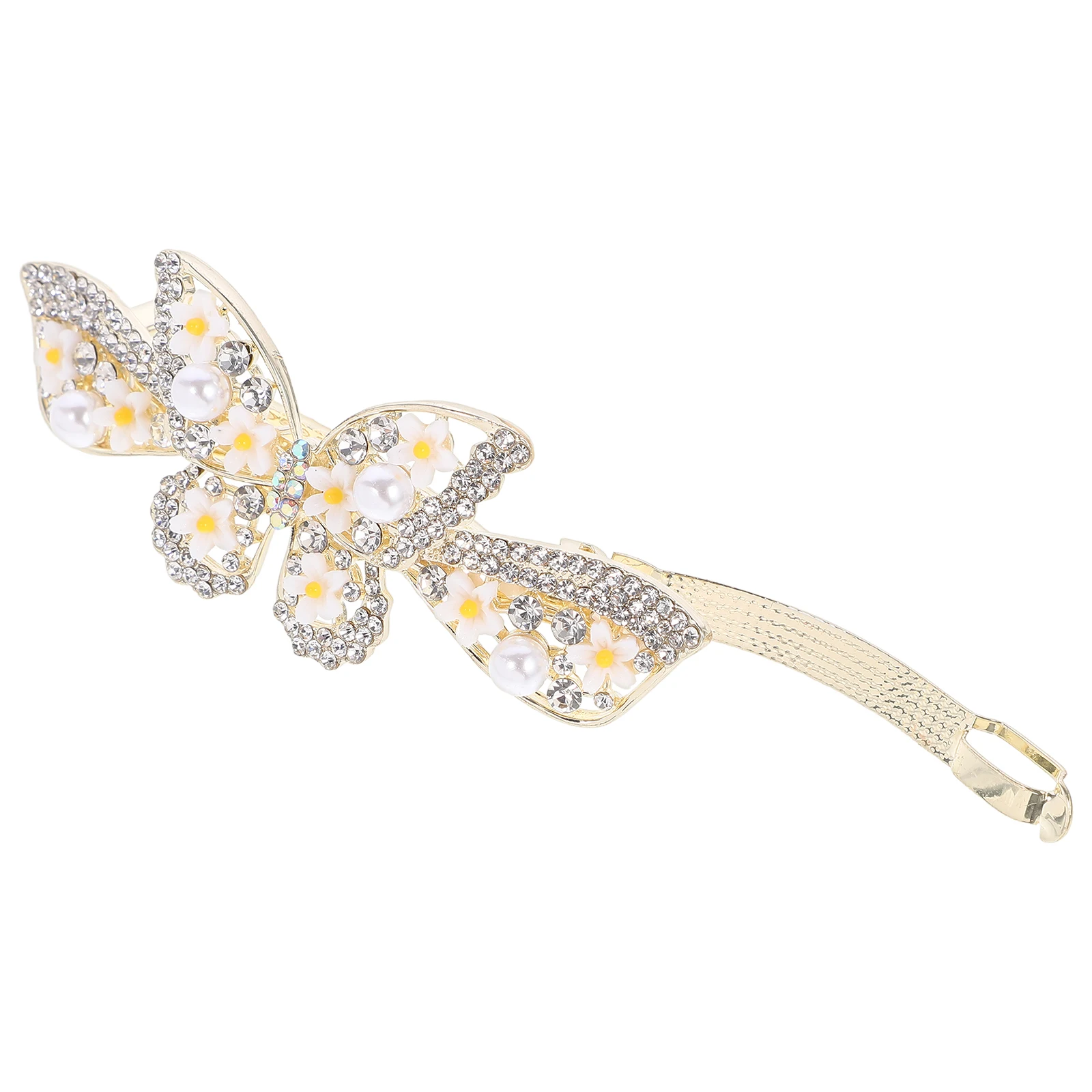 

Butterfly Rhinestone Pearl Alloy Hair Clip Small Spring Decorative Accessory for Women Girls Banquets Metal Hair Clip