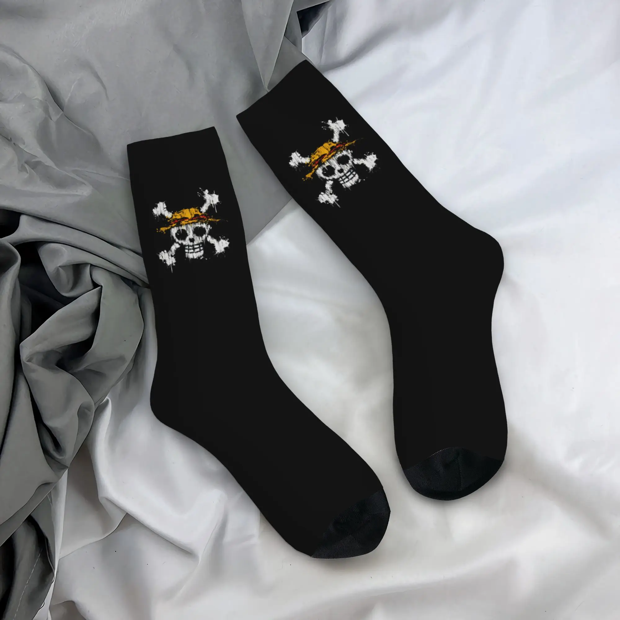 Funny Sock One Piece Graffiti Style Straw Hat Skull Hip Hop Quality Pattern Printed Men Socks Novelty Men's Socks