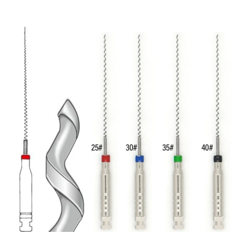 4Pcs Dental Paste Carriers Spiral Filler 25-40 Assorted Engine Filling Paste Files 21/25mm for Root Canal Treatment