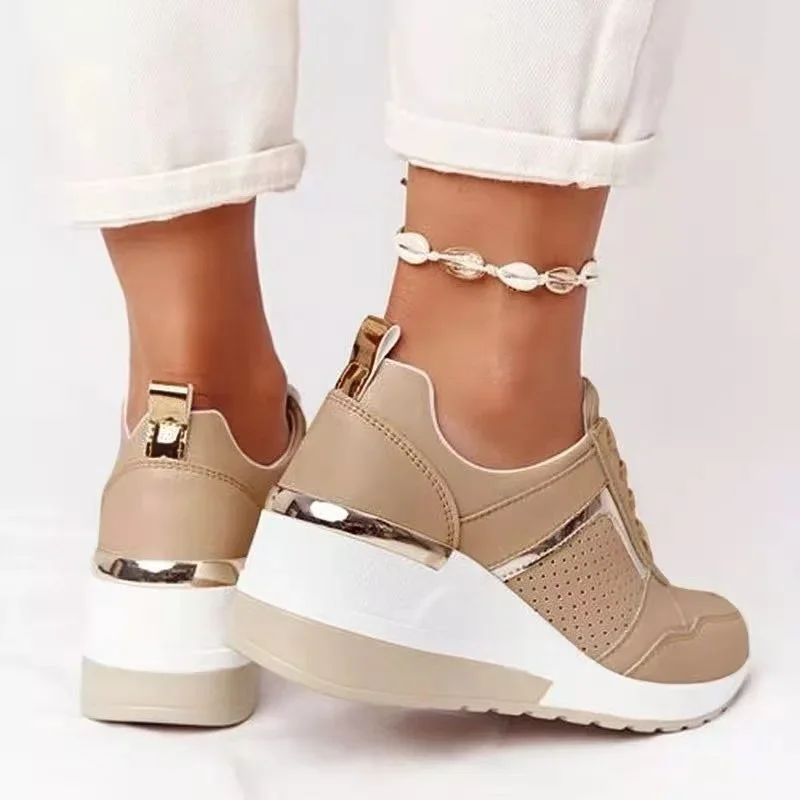 2023 New Women Chunky Sneakers Solid Color Platform Shoes Thick Bottom Zipper Women\'s Vulcanized Shoes Sneakers Zapatos De Mujer