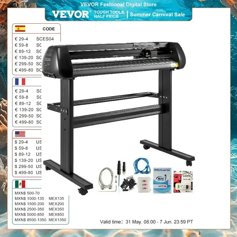 VEVOR 28-34 Inch Vinyl Cutter Machine With Floor Stand Vinyl Plotter Adjustable Force Speed SIGNMASTER Software For Sign Making