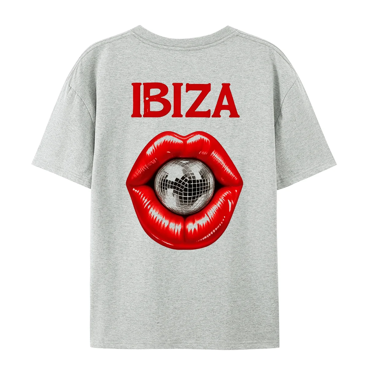 Ibiza Disco Ball Red Lips Graphic T Shirt Men Women Vintage Retro Party Short Sleeve Tee Aesthetic Music Festival Cotton Shirts