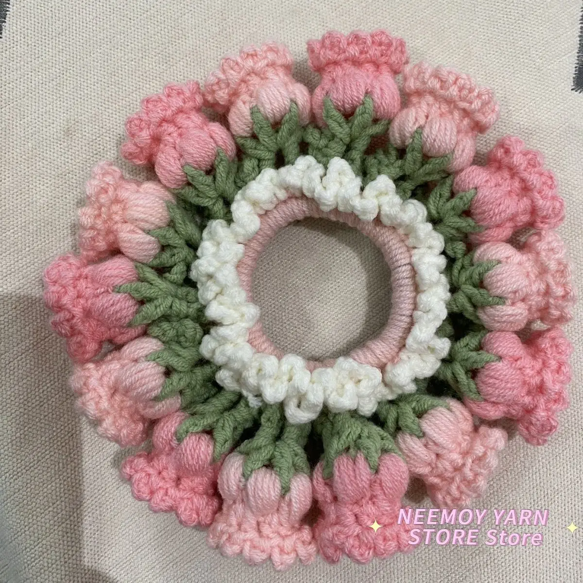 Finished Handmade Crocheted Woven Hair Loops, Bell Orchid Headband, Large Intestine Knitted Flowers, High-value Hair Accessories