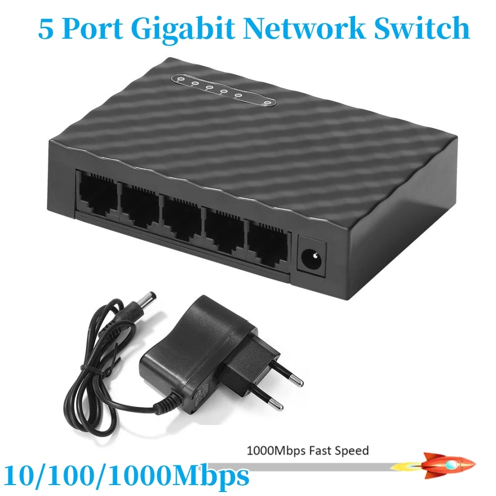 

5 Port 1000Mbps Gigabit Network Switch Ethernet Smart Switcher High Performance RJ45 Hub Internet Splitter Plug and Play