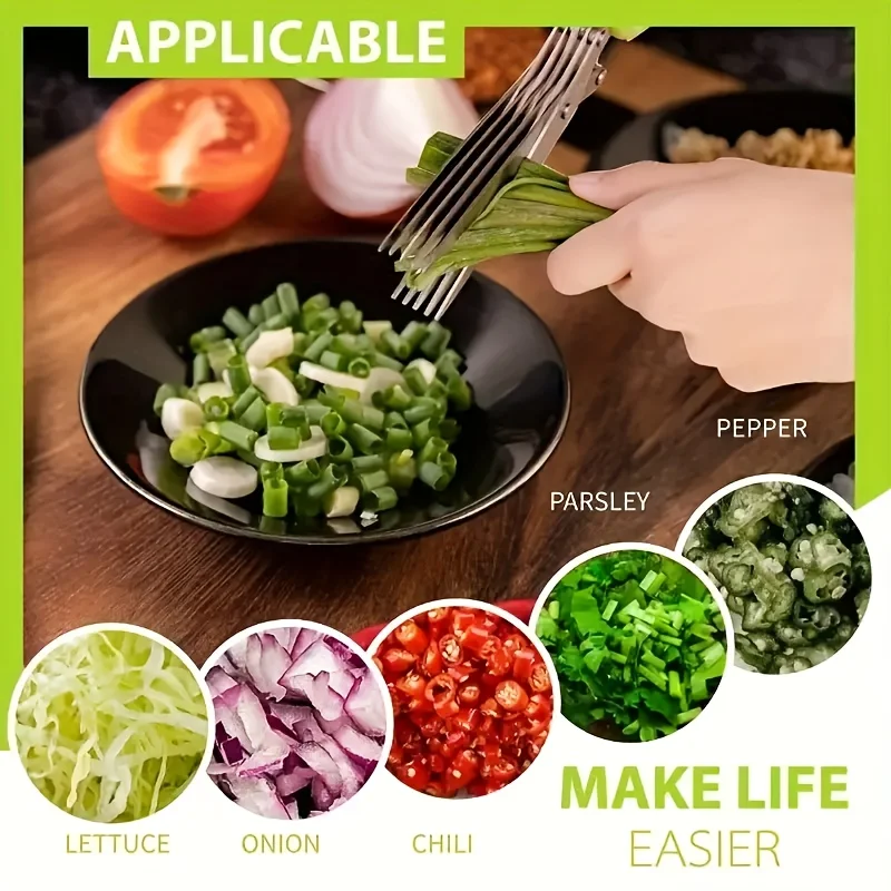 5-Layered Forged Stainless Steel Ambidextrous Kitchen Scissors Ultra-Sharp,Versatile Onion Herb Shredder Durable,Safe,Easy Clean