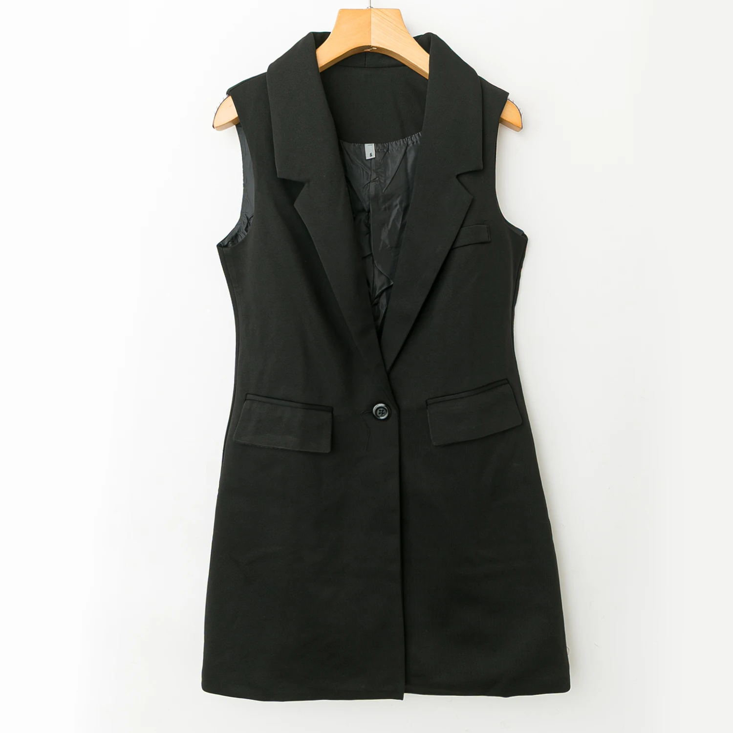 

Spring Summer Faionable Pure Color Svel Suit Collar Vest Youthful Slimming Outerwear One Button Other Material 50% Po...