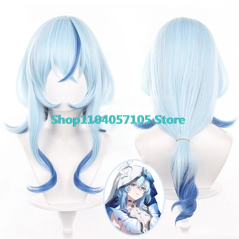 The Shorekeeper Cosplay Wig Wuthering Waves Game Blue Long Hair Black Shores Halloween Party for Women Role Play Props