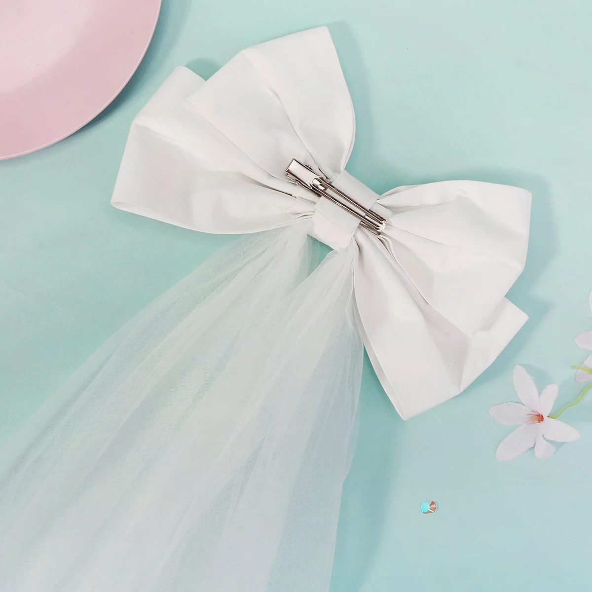 Fashion New Bride Wedding Double-layer Bow Shawl Veil For Women Sweet Princess Headdress Veil Hair Accessories Jewelry image 5