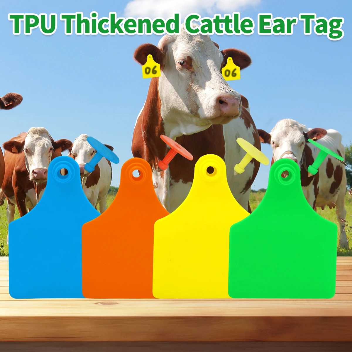 100 Uds. Etiqueta de oreja de TPU engrosada de ganado sin palabras etiqueta de oreja escribir pendientes de cabeza de cobre tarjeta de identificación de caballo de vaca de Animal de granja