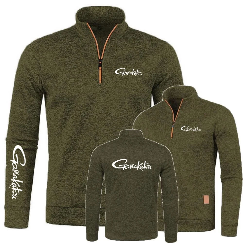 بلوزات نصف سحاب لينة الصوف الياقة المدورة سترة Gamakatsu الصيد رجالي البلوز جيرسي عادية متماسكة ملابس رياضية الشارع الشهير #3