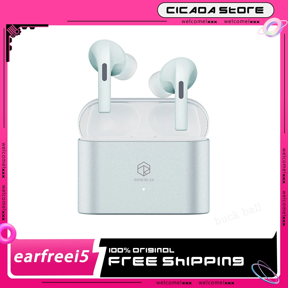 

Roseselsa Earfreei5 Wireless Earphone Noise Reduction Low Latency Earbuds ANC 500mAH Long Playtime LDAC Bluetooth Earphones Gift