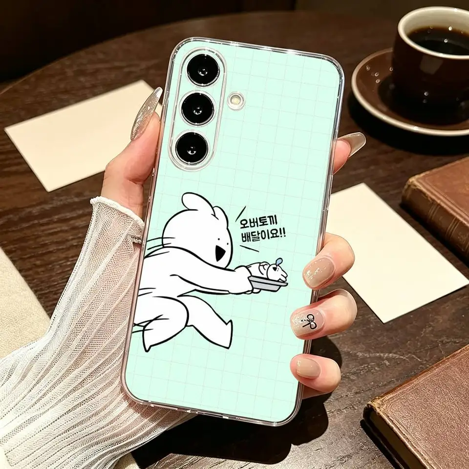 Funda transparente de silicona suave con conejo adorable para Samsung A10,12,20,21S,30,31,40,50,51,52,70,A71 3