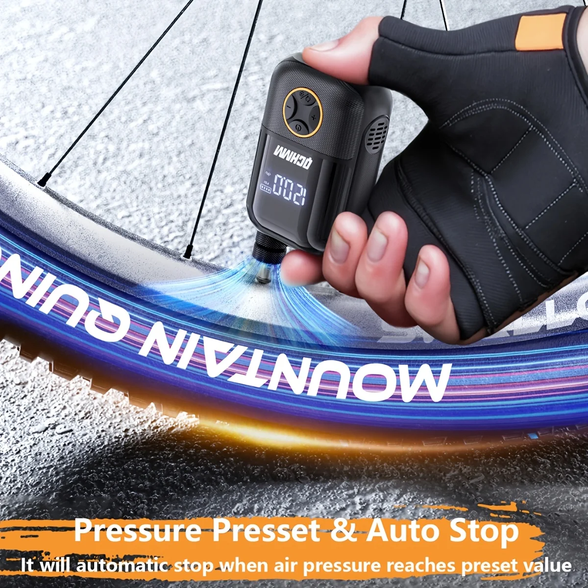 

Portable air compressor, fast inflation pump with USB port, auto shut-off function, 150PSI pressure