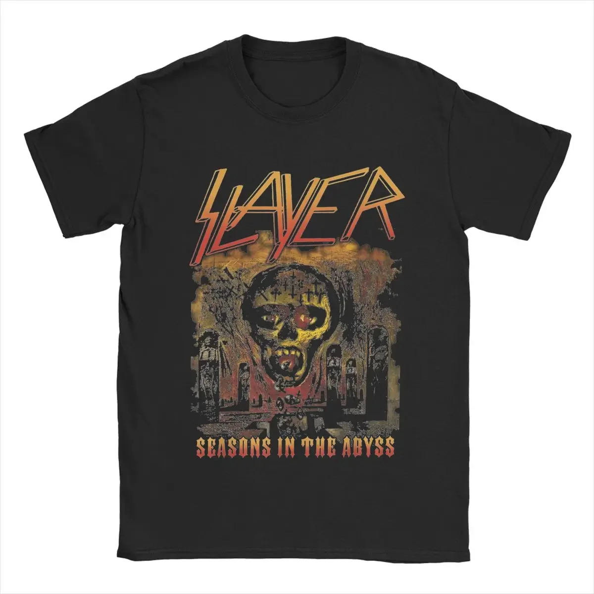 Slayer Orange Season In The Abyss T-Shirts Men Leisure Pure Cotton Tees Round Neck Short Sleeve T Shirt 4XL 5XL Tops