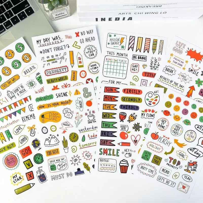 8 fogli 240 pezzi adesivi per la pianificazione delle stagioni natalizie adesivi colorati per pianificatori di graffiti per album di cartoni animati carini adesivi per telefono