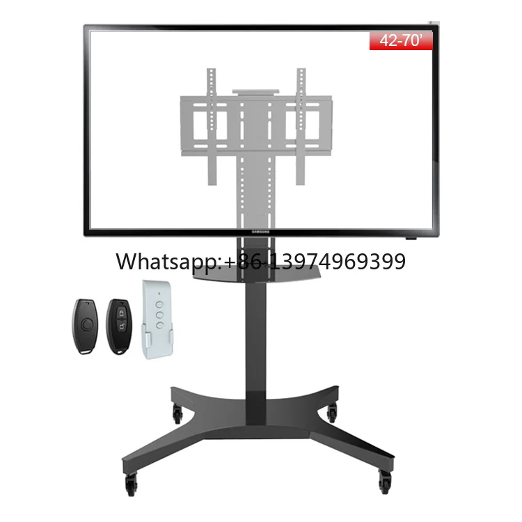 Outdoor Height Adjustable Motorized Mobile Drop Down Tv Lift Lcd Led Tv Monitor Stand Cart Rotating Remote Control