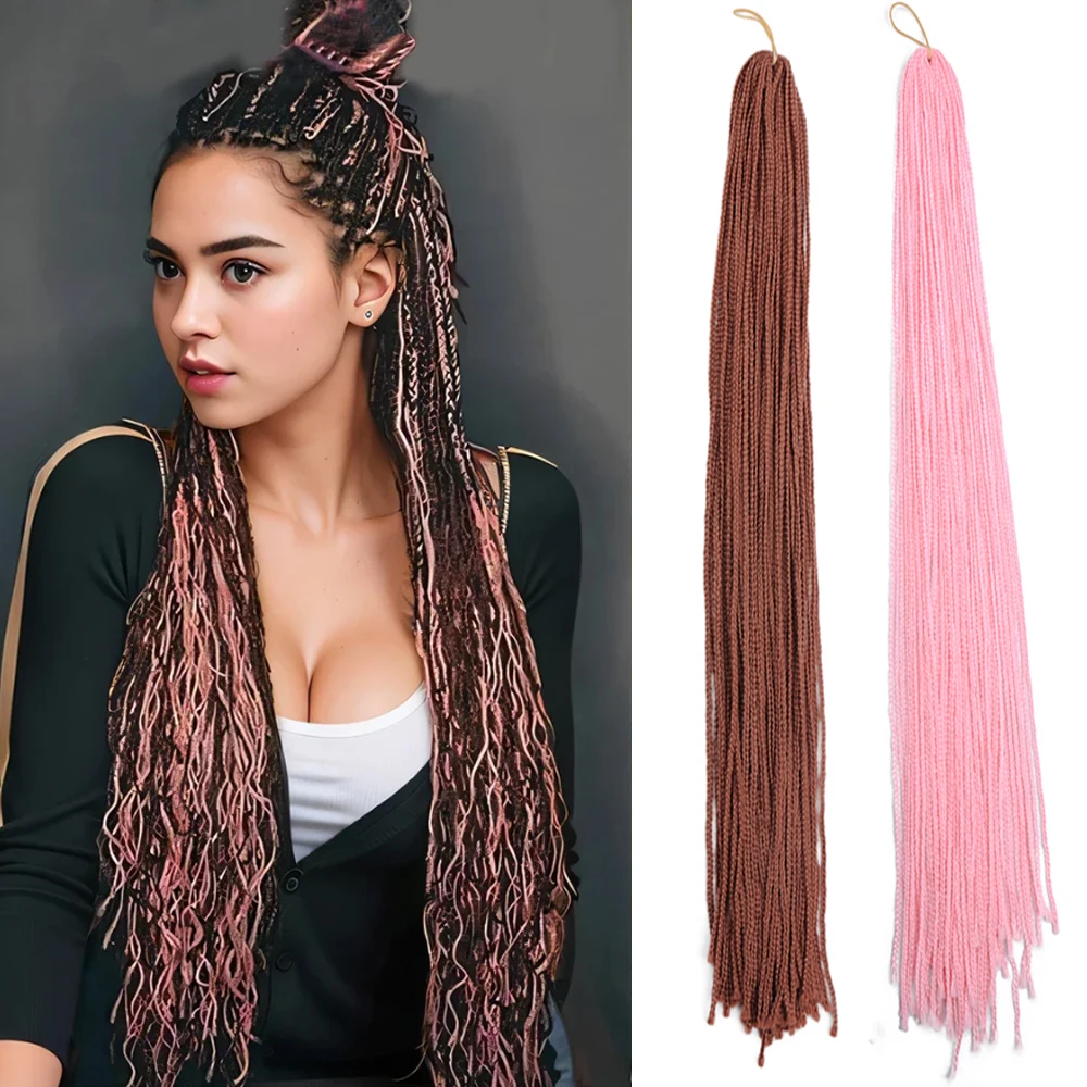 Synthetic Micro Zizi Braids Hair Extensions 28inch Brown Blue Red Crochet Box Braids Hair For Women Girls