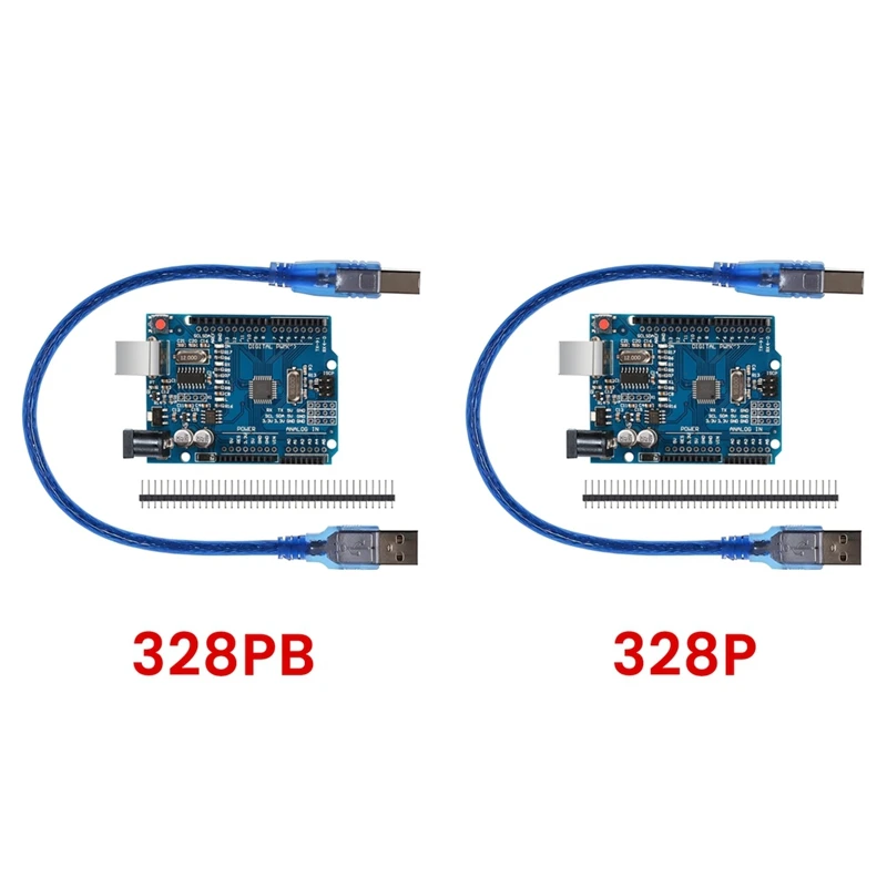 Gran oferta, placa base UNO R3, módulo de placa de desarrollo MCU con Cable USB y cabezal de Pin recto de 2,54 Mm