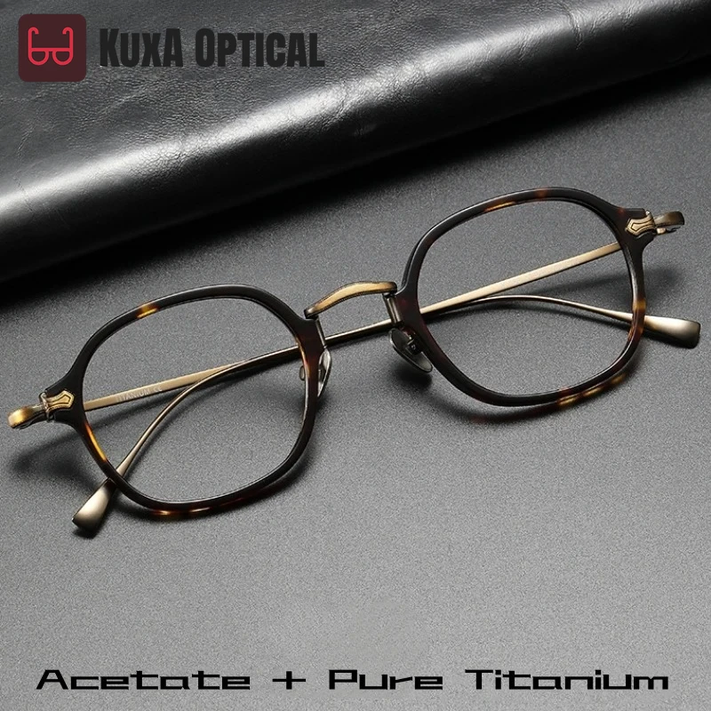 

KUXA Ретро овальные модные дизайнерские мужские очки Роскошные ацетатные очки из чистого титана Оптическая оправа для очков по рецепту Женская KMN