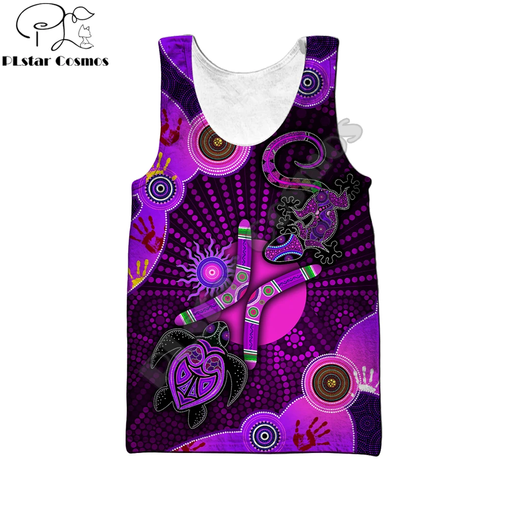 2025 Summer Fashion Mens vest Aboriginal Purple Turtle Lizard 3D Printed sleeveless Tees Harajuku Casual Unisex Tank Tops BXU-02