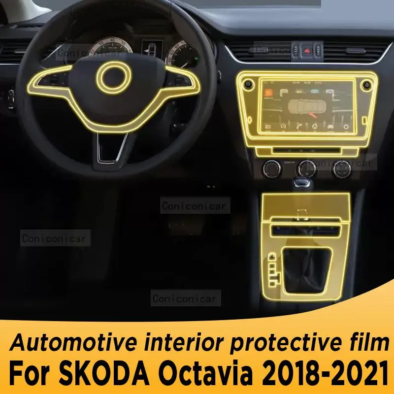 

For SKODA Octavia A7 2021 Gearbox Panel Navigation Screen Automotive Interior TPU Protective Film Cover Anti-Scratch Sticker