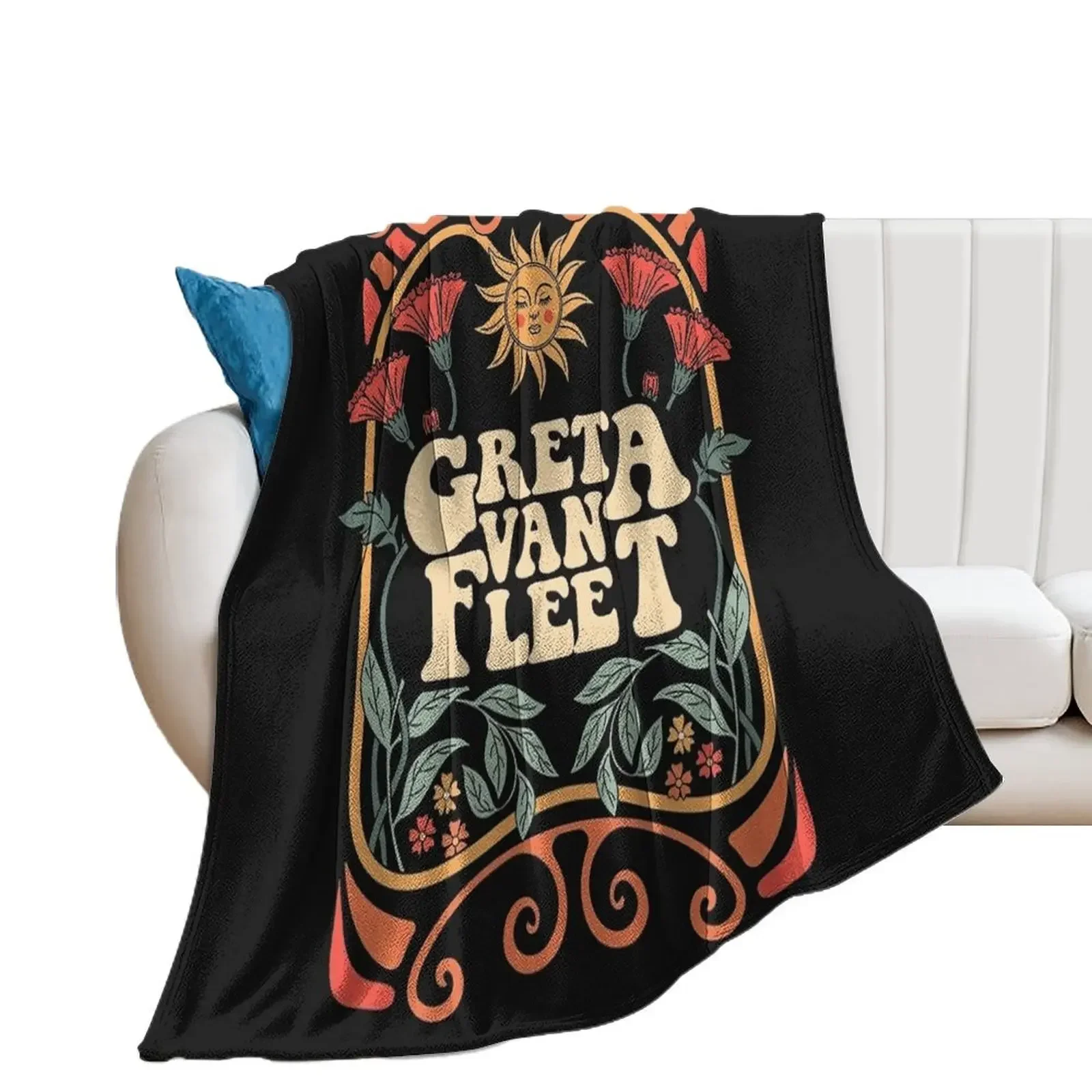 Iris greta 1 Greta Van Fleet Shirt, Retro Musical Van Fleet Rock Band Boho Vintage Musician Retro Van Fleet Throw Blanket