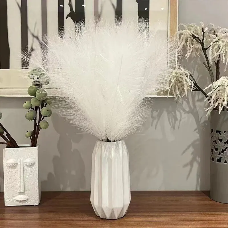 10 pz artificiale pompon erba pompon rami finti soffici steli piante vaso Filler per la casa Boho Decor composizione floreale