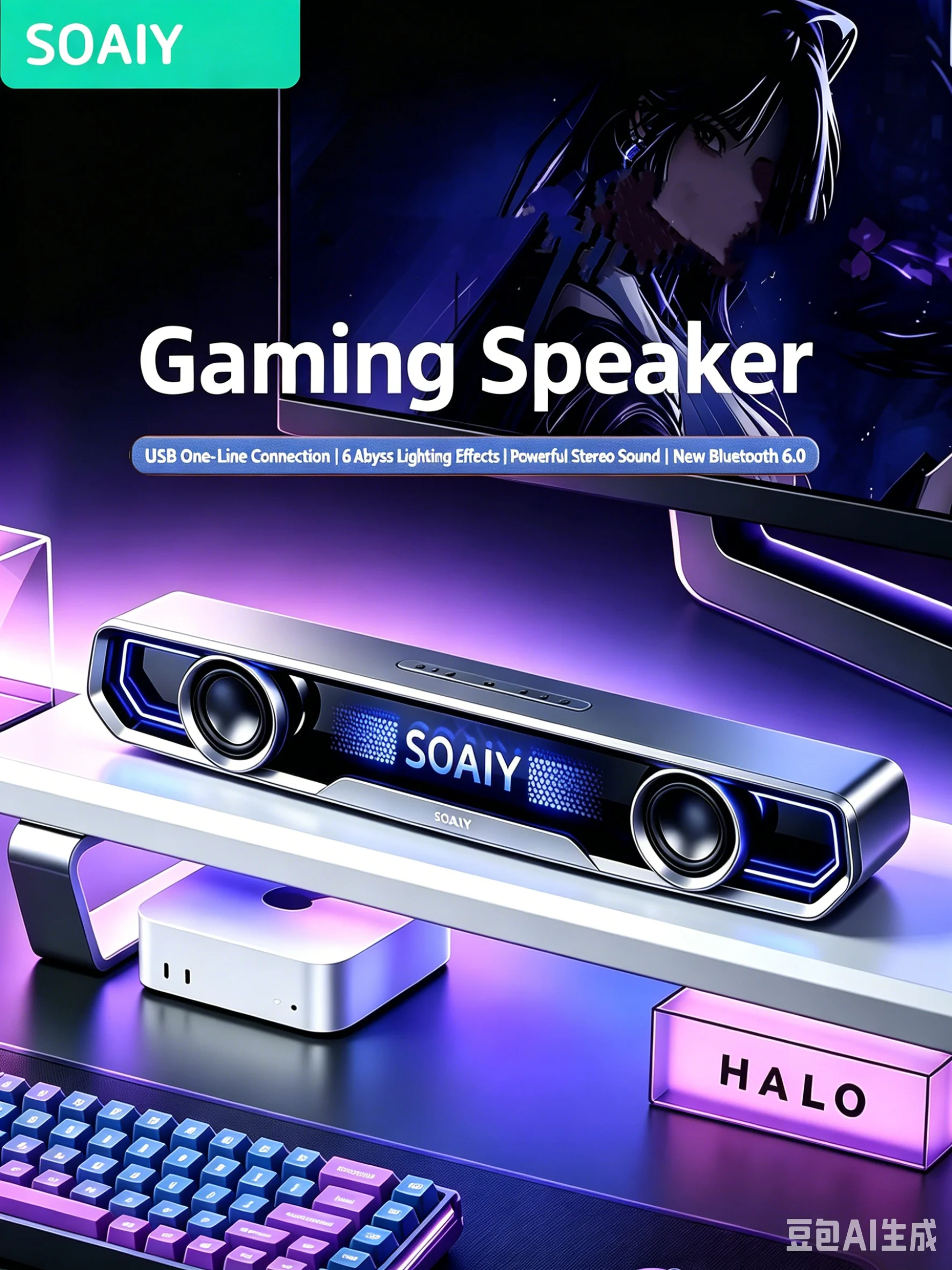 Rgb Computer Soundbar For Pc - SOAIY SES818 Computer-Soundbar, kabelgebundener und Bluetooth-Dual-Mode-Lautsprecher,