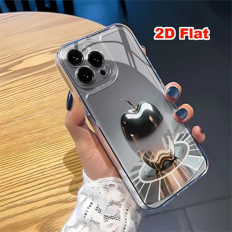 2D Flat Soft Silicone Phone Case For iPhone 17 Pro Max 16 18 Pro 13 11 15 14 Plus 12 17 16E 17Promax Shockproof Transparent Funda Cover