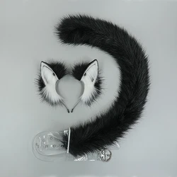 Fluffy Fox Cat Ear And Tail set Cosplay Accessories Handmade Plush Realistic Furry Wolf Ear Headband Lolita Anime CosplayCostume