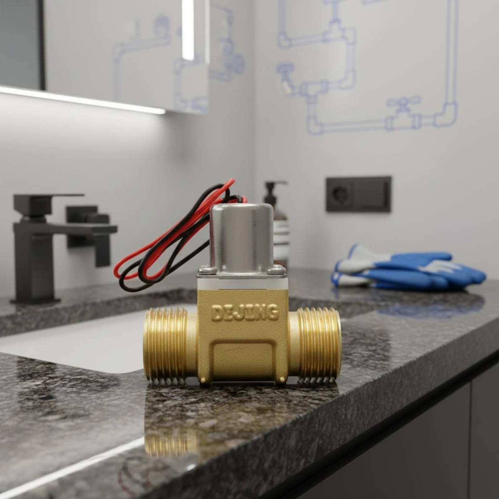 

Sensor Faucet Valve Touchless Control Solenoid Valve Plumbing Part Automatic Operation Copper Body for Toilet, Bathroom