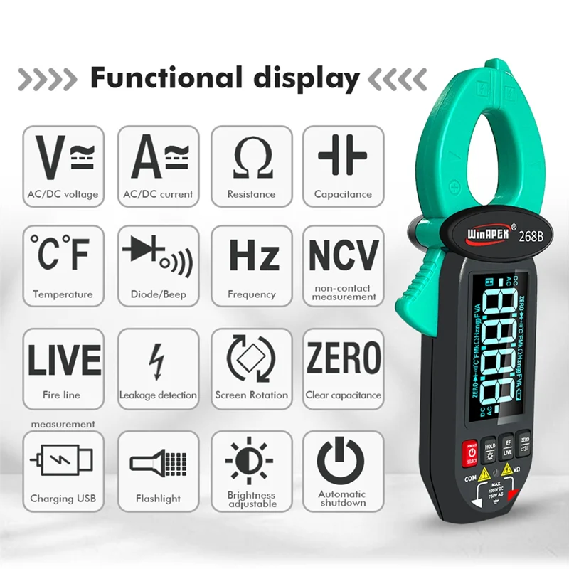 WinAPEX-Medidor de fugas de AC-DC, pantalla grande inteligente, 600MA-60A, multifunción, 268B