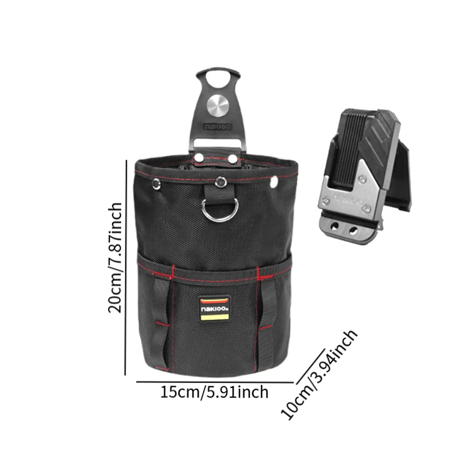 Tool Pouch with Belt Clip Compact Tool Holder with Multiple Pockets Detachable Toolbag Waist Tool Bag for Gardener Technician