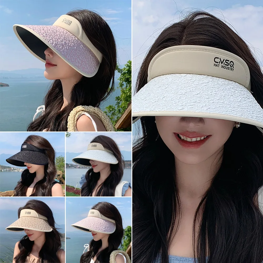 Empty Top Empty Top Hat New Wide Large Brim Sequin Sun Hat UV Protection Casualv Beach Hat Outdoor