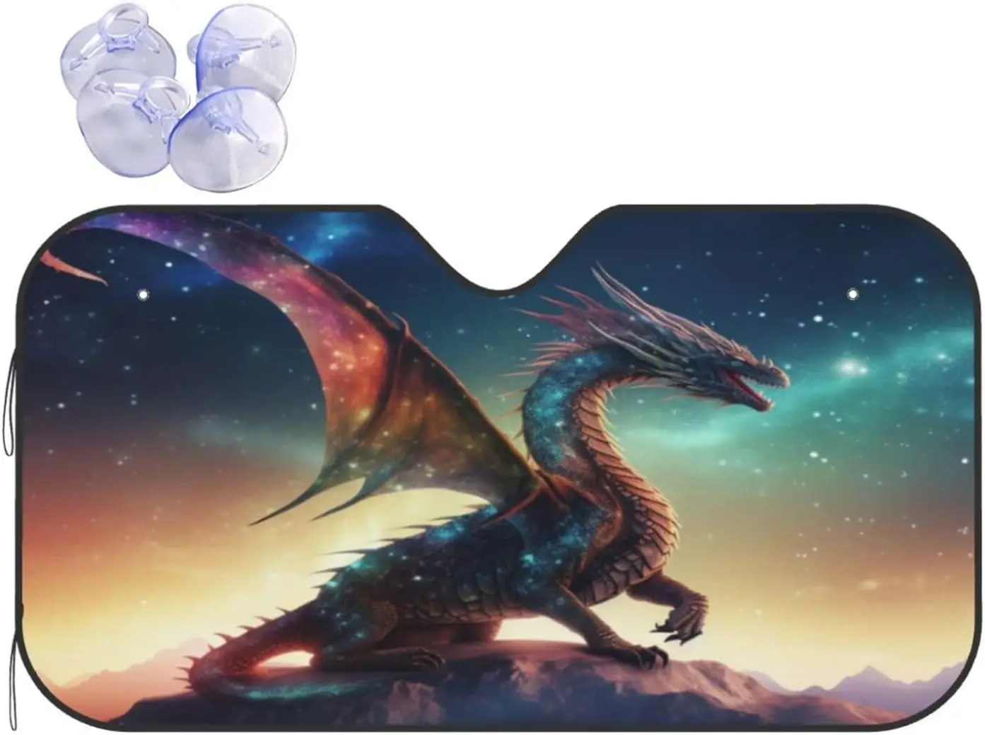 

Starry Sky Dragon Car Sunsha,Windshield Sun Sha,Foldable Car Front Window Sunsha For Most Sedans SUV Truck,Blocks Max Uv R