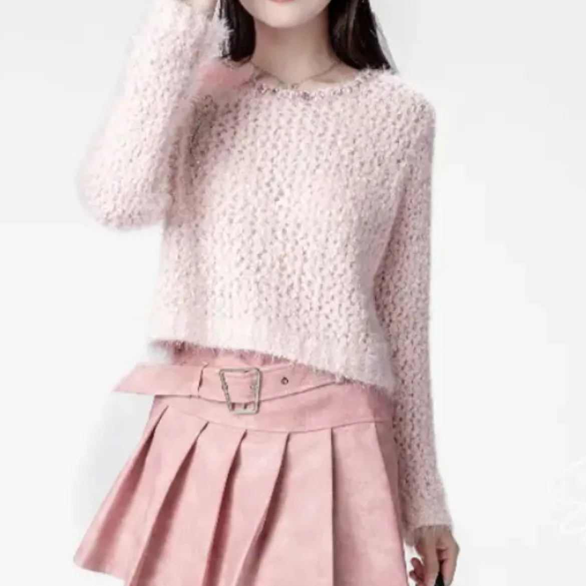 

Women Autumn Short New Knitted Sweater Niche And Versatile Soft Beading 3D Flower Slim Fit Long Sleeve Loose Pullovers F900