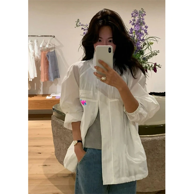 

Спортивная рабочая одежда в стиле Dongdaemun: осенняя повседневная куртка R2 с воротником-стойкой и шнурком, женская верхняя одежда на молнии с длинными рукавами