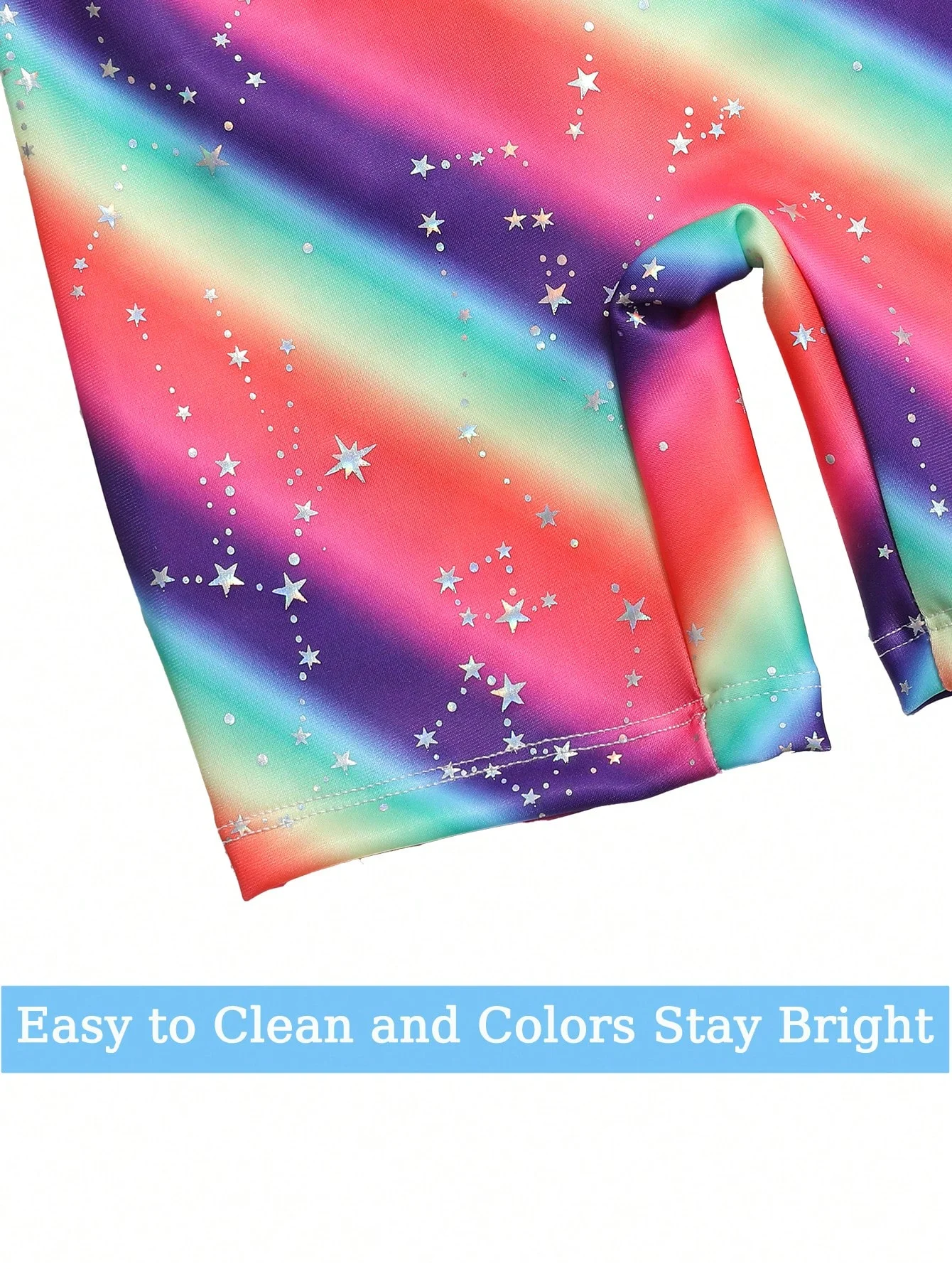 Body senza maniche sfumato scintillante per ragazza body per bambini con stampa a stella arcobaleno body per bambini ginnastica abbigliamento sportivo da ballo