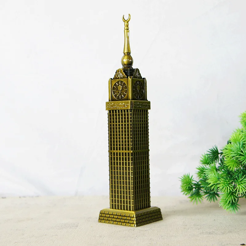 New Antique Bronze Mecca Clock Tower Statue Metal Model Zinc Alloy