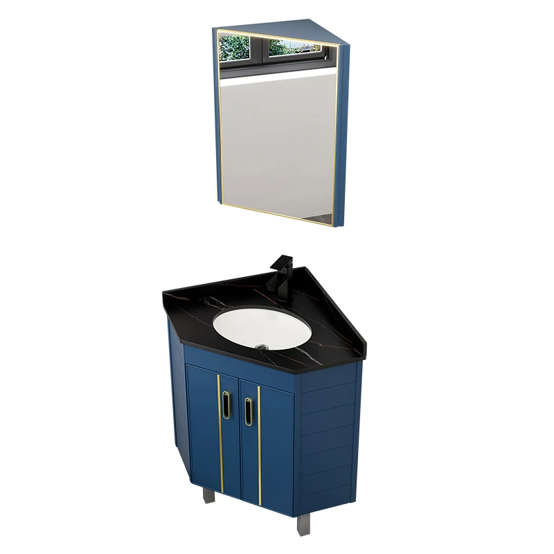 

Современный алюминиевый шкаф для ванной комнаты от пола до потолка с треугольной водонепроницаемой отделкой умного зеркала