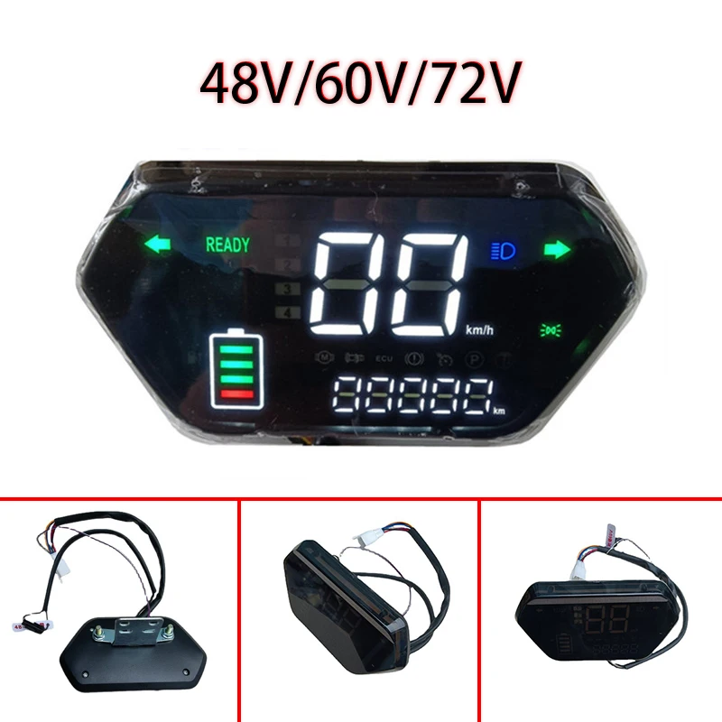 Instrumento de vehículo eléctrico de alta calidad con pantalla Led modificada, velocímetro de kilometraje, soporte de una línea, 48V, 60V, 72v