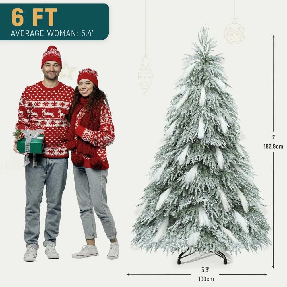 Vor beleuchteter beflock ter natürlicher hängender Pampa-Weihnachts baum, 6ft Schnee beflockte künstlichen Weihnachts baum mit 355 pe Zweig spitzen