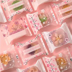 100pcs New Cherry Blossom Mid-autumn Mooncake Packaging Bag Frosted Baked Egg Yolk Crisp Machine Sealing Plastic Bag Wholesale