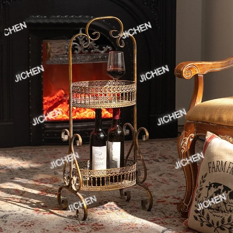 رف تخزين معدني قديم من JCH، رف نبيذ أحمر قابل للإزالة لغرفة المعيشة المنزلية، رف فواكه للوجبات الخفيفة متعدد الطبقات #3