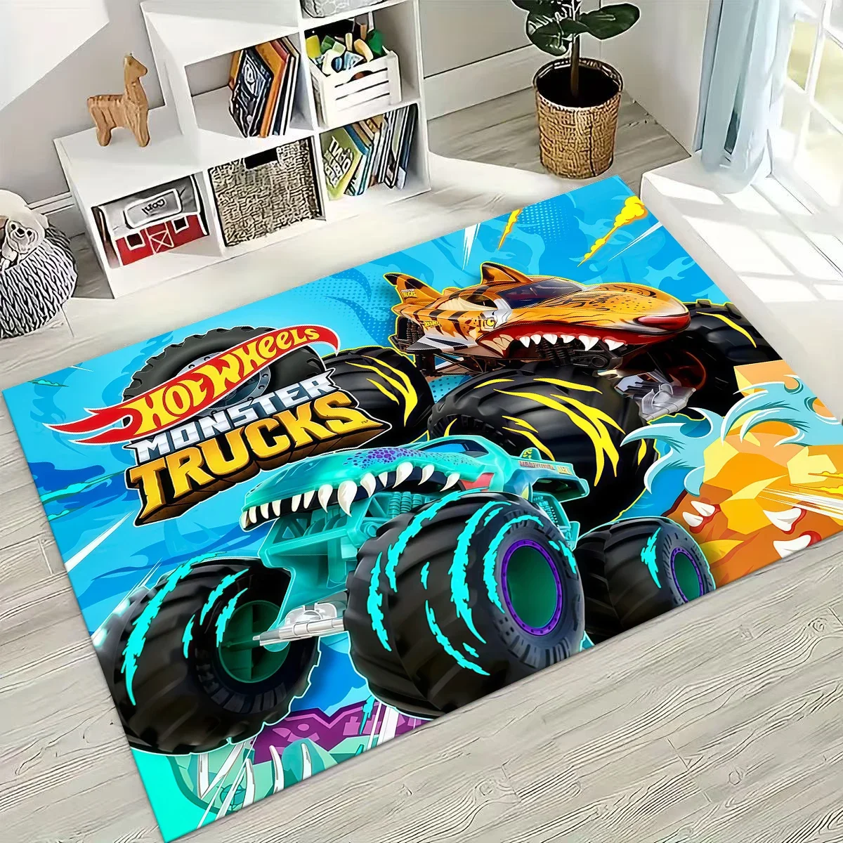 Cartoon Hot Wheels Toy Racing Car Art Carpet Rug for Bedroom Living Room Sofa Home Doormat Decor,Large Non-slip Floor Mat