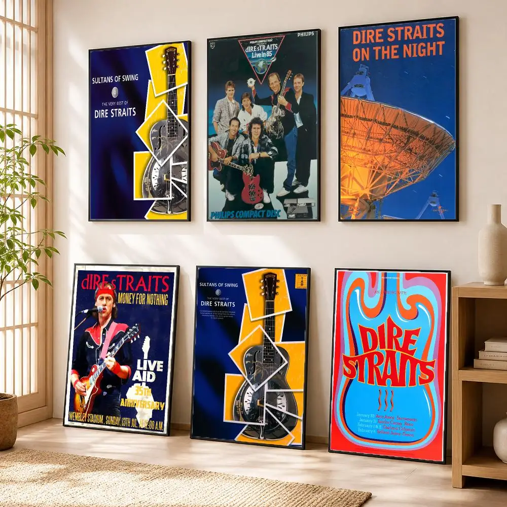 D-Dire S-Straits Band Poster Modern Home Living Bedroom Bar Hallway Waterproof Wall Art Aesthetic Decor